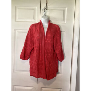 CJ Banks Salmon Lace Cardigan